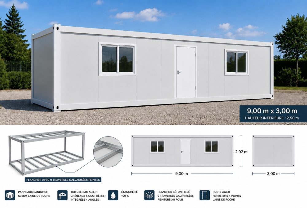 Bâtiment modulaire 9,00m x 3,00m 27 m² à Paris
